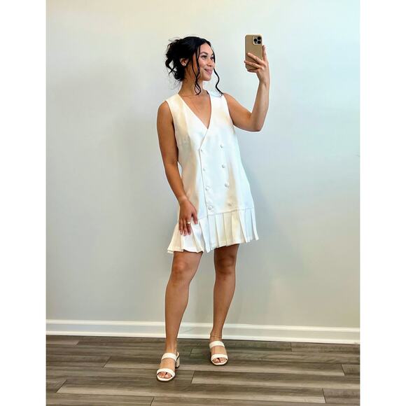 Amanda Uprichard Mesha Mini Dress in‎ Ivory Size XL Sleeveless Button Front